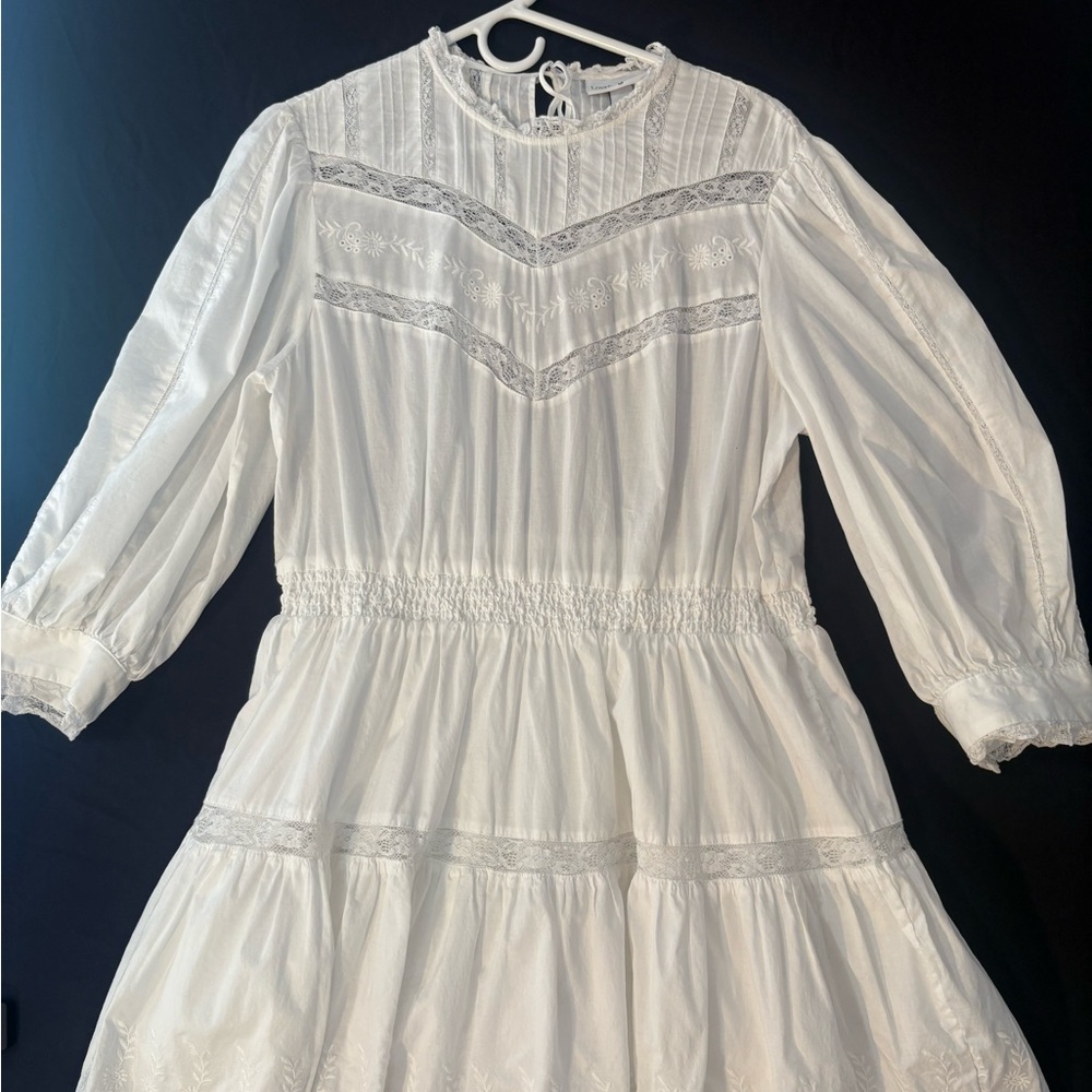 LoveShackFancy White Long Sleeve Dress